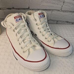 CONVERSE HIGH-TOP WHITE CANVAS CHUCK TAYLOR SNEAKERS KIDS SIZE 6 EUC